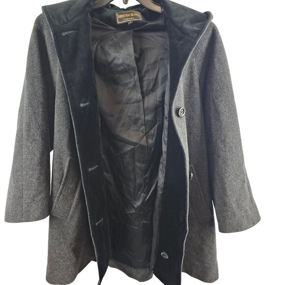 Womens 6 Fall Winter Warm Casual Hooded Dark Gray Black Peacoat Kristen Blake - Picture 2 of 16